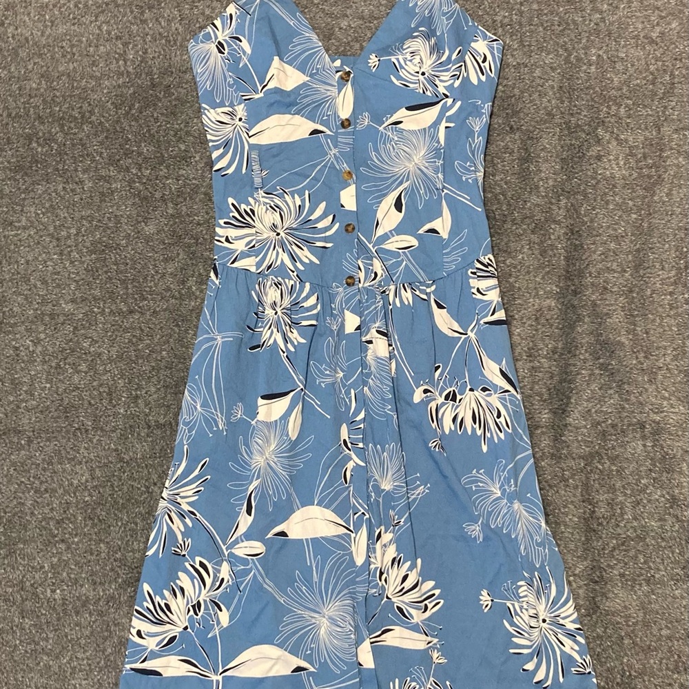 NWT - Reiss Noah Floral Button Through Midi Dress in Blue NO BELT - Size 12